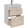 Тумба LEMARK COMBI 60 см под раковину, подвесная/напольная, 2 ящика, фасад Дуб кантри, корпус белый глянец LM03C60T-dub